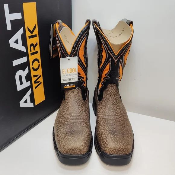 ARIAT Intrepid VentTek Comp Toe MEN'S Size 11.5 D Cocoa Brown/Orange 10020072 - Picture 5 of 15